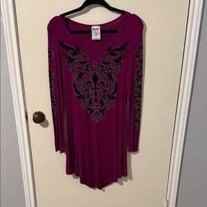 Vocal Magenta Tunic with Black Embellishments